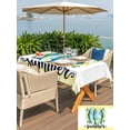 thumbnail image 5 of Outdoor Tablecloth with Umbrella Hole for Patio/Picnic/Party/Camping, Summer Farmhouse Waterproof Table Cloth Rectangle Table Cover Washable, Blue Fish Lemon Mint Leaves Yellow Plaid (60"x 102"), 5 of 8