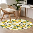 thumbnail image 4 of Lemons Round Area Rug 3Ft Washable Small Circle Rugs for Kitchen Entryway, Summer Botanical Yellow Fruit Leaves Flowers Non-Slip Carpet Floor Mats Indoor Outdoor Carpet Runner Aesthetic Home Decor, 4 of 8