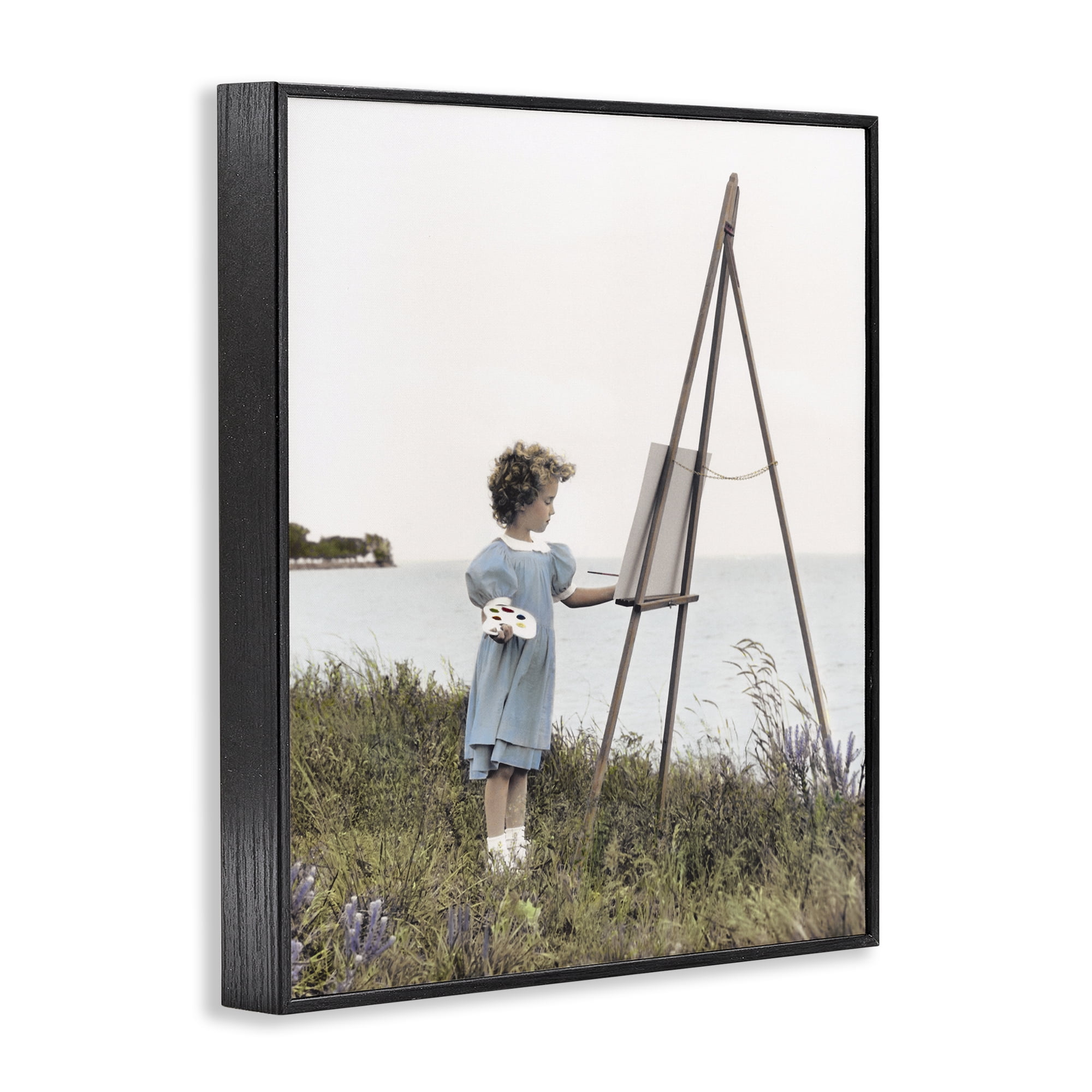 Stupell Industries Child Painting on Easel Black Framed Giclee Art, design by Kendra Dew