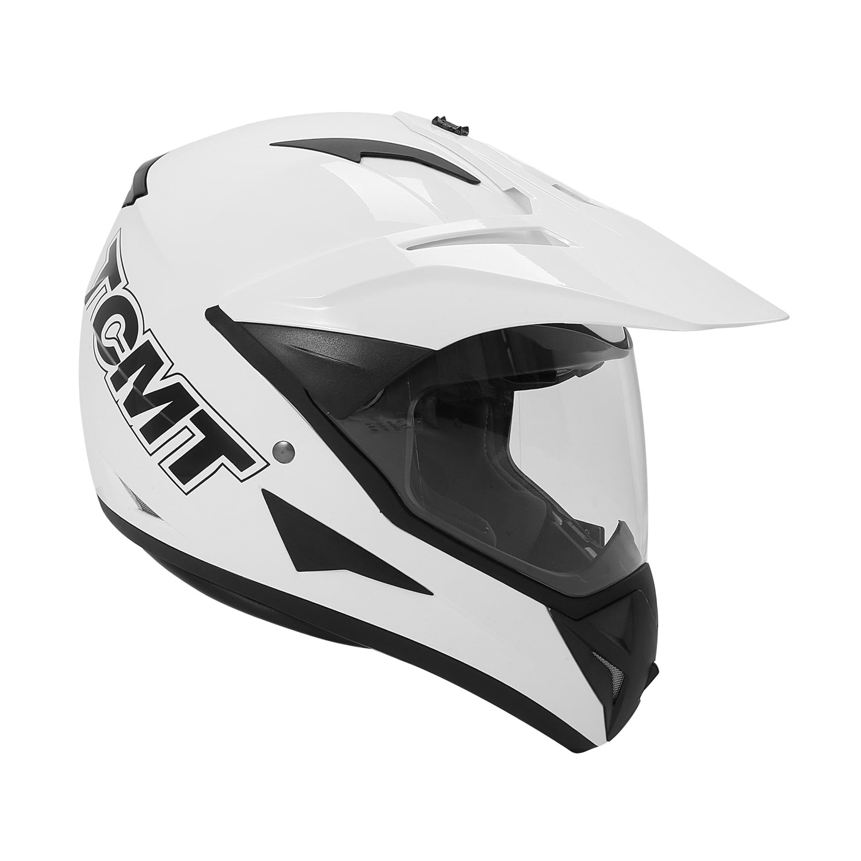 TCMT DOT Motorcross Full Face Helmet Flip up Dual visor Adult Motorcycle Helmet for Atv Offroad Street Dirt Bike White XL Size
