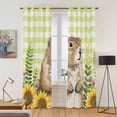 thumbnail image 2 of Kitchen Curtains 84 Inch Length 2 Panels, Groundhog Day Grommets Window Treatment Curtain, Yellow Plaid Sunflower Spring Floral Thermal Curtains Drapes for Living Room/Bathroom, 2 of 9