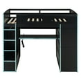 thumbnail image 6 of Full Size Wood Loft Bed w/ Desk, Storage, RGB LED, Cloud Blue - Gamer's Dream! 78"x57" Modern Bedroom Furniture. Includes Wardrobe, USB & Cable Management., 6 of 18