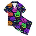 thumbnail image 4 of CAIVO Girls Halloween Pajama Sets Sleepwear 2 Piece Short Sleeve Lapel Button Down Shirts Tops With Shorts For Kids Pjs, 4 of 4