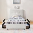 thumbnail image 6 of Twin Size Upholstered Bed with Oversized Rabbit Ear Headboard, LED Light & 4 Storage Drawers, Boucle Fabric (79.5''X40.75''X41''), 6 of 21