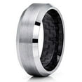 thumbnail image 4 of 8mm - Carbon Fiber Tungsten Ring - Silver Tungsten - Tungsten Wedding Band - Men's (Tungsten Carbide, 9), 4 of 4