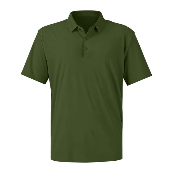 Domzest Men's Polo Shirts Short Sleeve Moisture Wicking Dry Golf Shirt Solid Casual Shirts for Casual Athletic Business Army Green XL