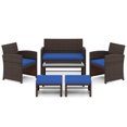 thumbnail image 7 of Gymax 6 PCS Patio Furniture Set w/ 1 Loveseat 1 Coffee Table 2 Armchairs 2 Ottomans Blue, 7 of 7