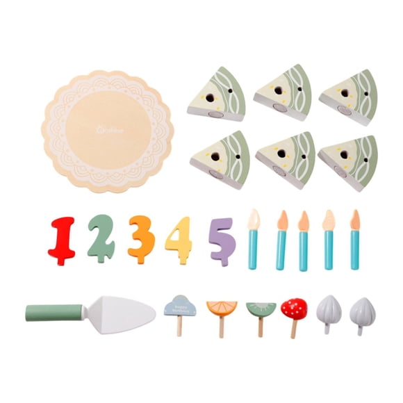 Juguete de pastel de cumpleaños de madera, juego de juego de té para niños Juego creativo de cocina, juego de simulacro, durante más de 3 años, niños
