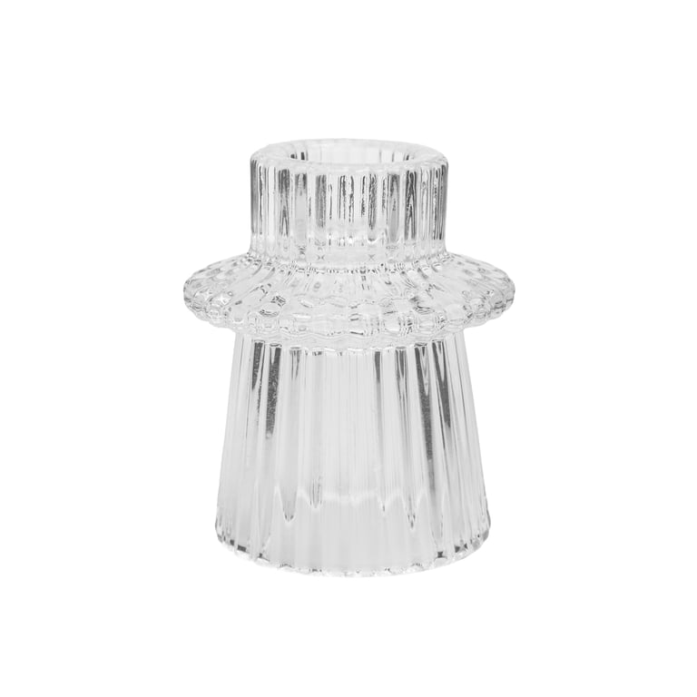 Mainstays Clear Glass Ribbed Taper Candleholder, 3-Piece Set photo 2