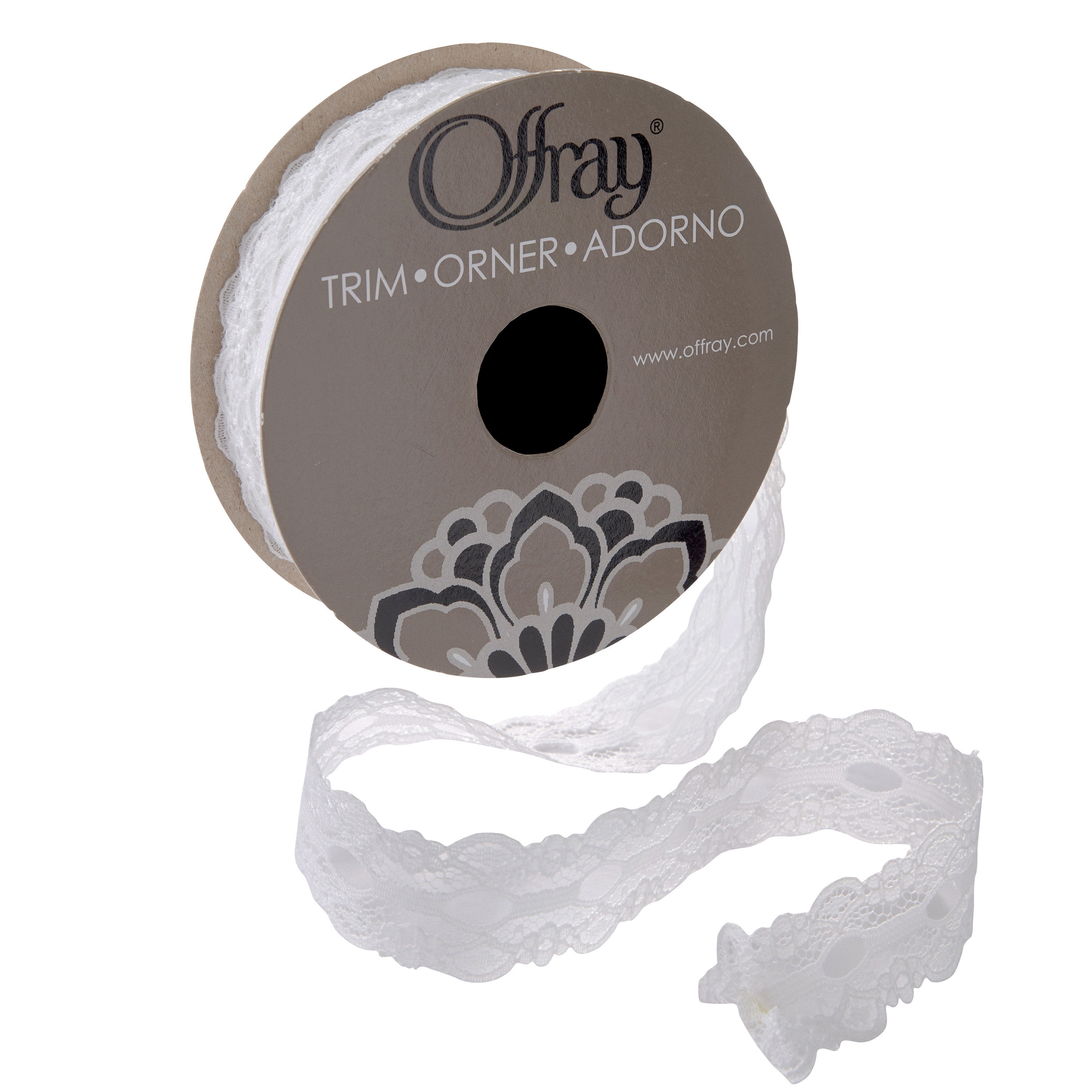 Simplicity Trim, White 3/4 inch Floral Lace Trim Great for Apparel, Home Decorating, and Crafts, 3 Yards, 1 Each