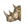thumbnail image 3 of Rhino Head Sculpture Wall Mount Art Gold Color, 3 of 5