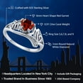 thumbnail image 2 of Gem Stone King 925 Sterling Silver Red Garnet and White Diamond MOM Mother Ring (0.91 Cttw, Heart Shape, Available in Size 5,6,7,8,9), 2 of 5