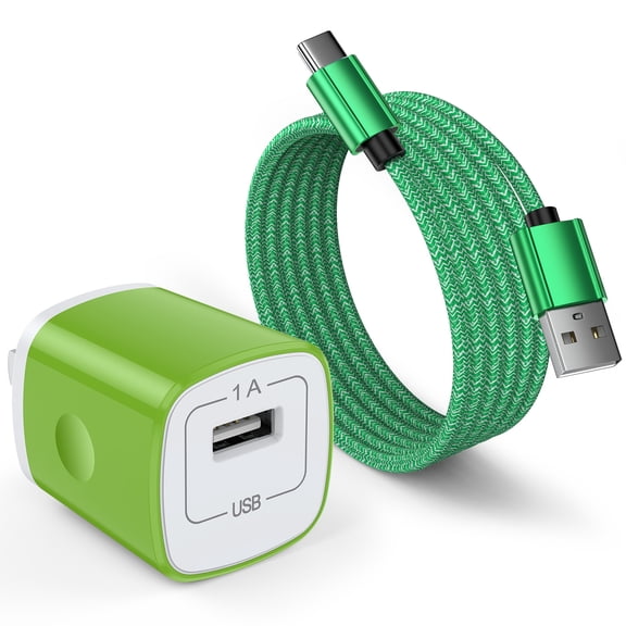 Fast Charger USB Wall Charger Type C Charger with 6FT Type C Cable Fast Charging Android Charger, USB C Charging Cable USB Cables for Samsung Galaxy, Android, Green