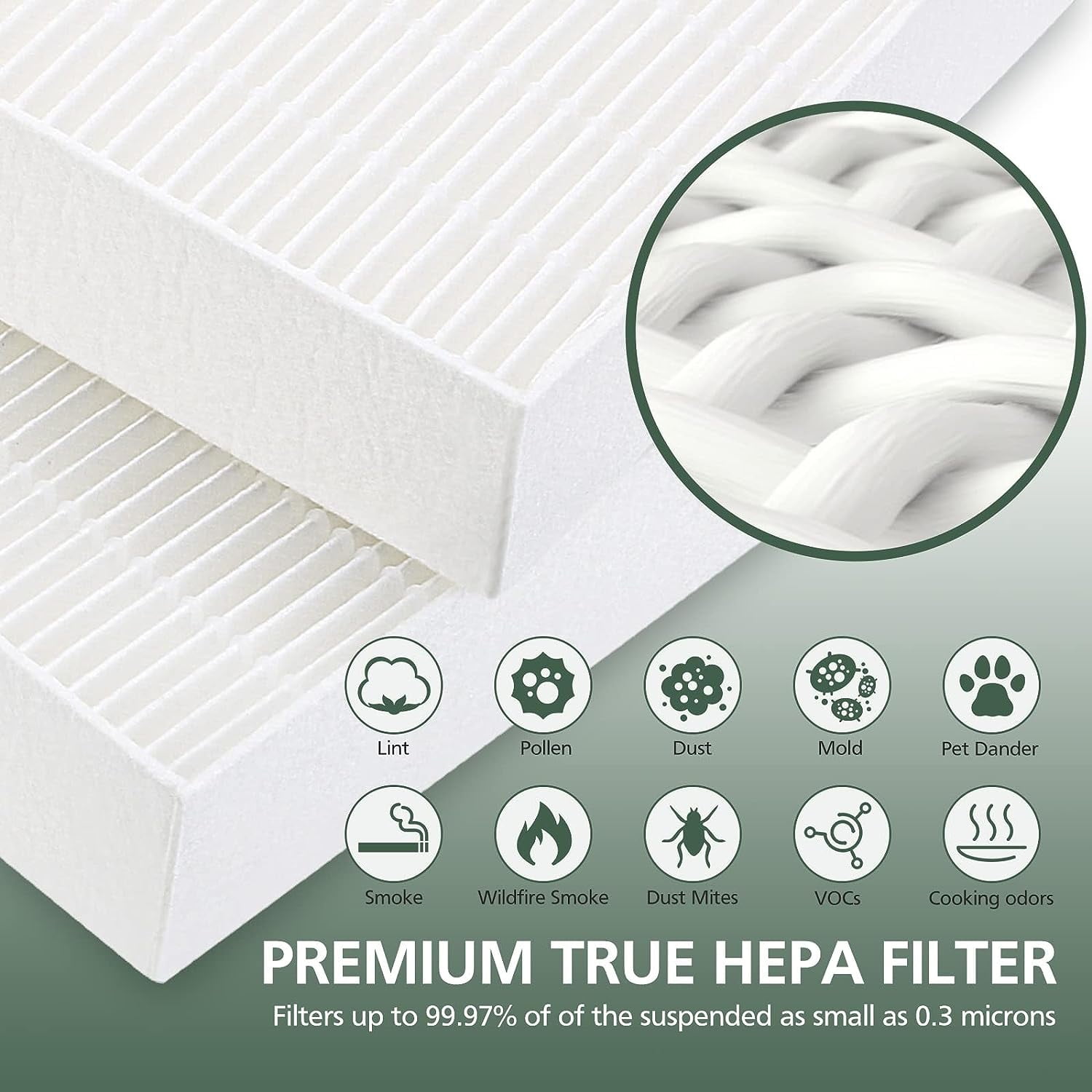 HPA300 HEPA Filter Replacement for Honeywell Air Purifier, 3 HEPA Filters R & 6 Precut Activated Carbon Pre-Filters