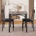 thumbnail image 3 of Ourlova Dining Table Set for 2, Kitchen Table with 2 Upholstered Chairs, 3 Piece Square Dining Room Table Set, for Small Space, Apartment, Home, Kitchen, Retro Gray, 3 of 5