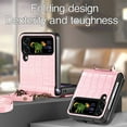thumbnail image 5 of TECH CIRCLE For Samsung Galaxy Z Flip 4 Case,Slim Fit PU Leather Shockproof Protective Cover with Card Slot Shoulder Strap Case for Samsung Z Flip 4 6.7 inch 2022,Pink, 5 of 9