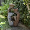 Alpine Corporation Distressed Pots Fountain with Halogen and LED Lights