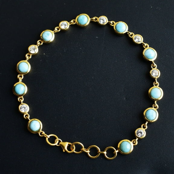 Larimar Tennis Bracelet-Vintage Round