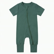 KPOPLK Unisex Baby Boy Girl 2/3 Pack Rompers Long Sleeve 2 Way Zipper One Piece Jumpsuits Clothes Sets(Green,12-18 Months)