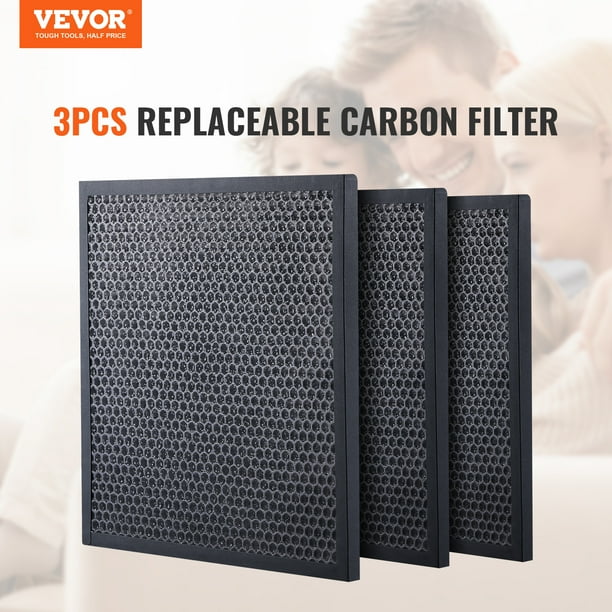 Filtros de carbón activo VEVOR, paquete de 3, reemplazo de filtro de aire de 16 x 19 pulgadas, filtros de etapa 2 de alta eficiencia compatibles con depurador BlueDri y VEVOR, purificadores de aire