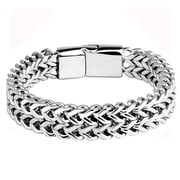 Wentin Bracelets Clearance! Hip Hop Trend Stainless Steel Front And Back Men's Bracelet Simple Overbearing Punk High Grade Cuban Bracelet