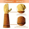 thumbnail image 3 of Long Gardening Gloves for Women Thorn Proof,Rose Pruning Cowhide Leather Garden Gloves for Cactus, Rose and Blackberry, 3 of 5