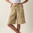 thumbnail image 6 of Wensltd Women Cargo Shorts Drawstring Elastic Waist Wide Leg Casual Summer Pocket Trousers, 6 of 7