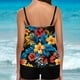 thumbnail image 3 of Trajes de baño tankini para mujer Trajes de baño de dos piezas con espalda de tiras y estampado conservador para mujer Traje de baño de dos piezas para mujer, 3 of 3