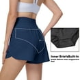 thumbnail image 5 of Satankud Women's High Waisted Running Shorts Mesh Liner Quick Dry Athletic Gym Track Workout Shorts Zip Pocket Navy Blue Size S, 5 of 9