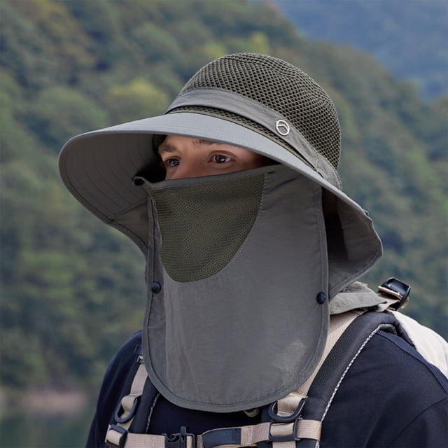 Sombreros de verano para hombre, máscara solar, protección para el cuello, transpirables, de cara completa, con protección solar