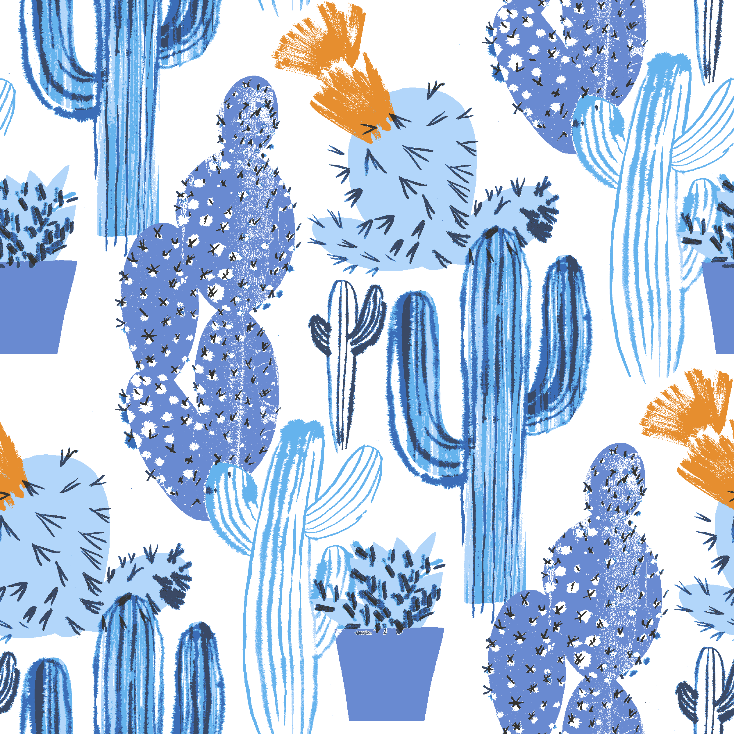 (4 pack) Waverly Inspirations Cotton 18" x 21" Cactus Rose Provence Blue Fat Quarter, 1 Piece