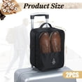 thumbnail image 2 of 2 PCS Shoe Travel Bag, Shoes Bag Portable Shoe Packing Cubes 2 Layers Holds 3 Pair of Shoes Visual Waterproof Travel Luggage with Trolley Sleeve and Zipper for Business Trip Storage-Black, 2 of 8