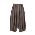 thumbnail image 4 of XIAONU Mens Solid Wide Leg Pants Drawstring Waist Relaxed Fit Casual Pants, 4 of 4