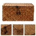 Hemoton 1Pc Seaweed Storage Box Seagrass Storage Case Handmade Woven