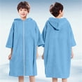 thumbnail image 2 of Djtdsds Kids' Solid Color Hooded Terry Cloth Beach Towel Poncho Robe with Zipper Cover-Up Size:One Size, 2 of 4