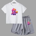 thumbnail image 3 of Conjunto de ropa de verano para niñas y adolescentes, camisetas y pantalones cortos de Anime de lucha para niños y niños, traje de 2 piezas, atuendo informal para niños, chándal, 3 of 5