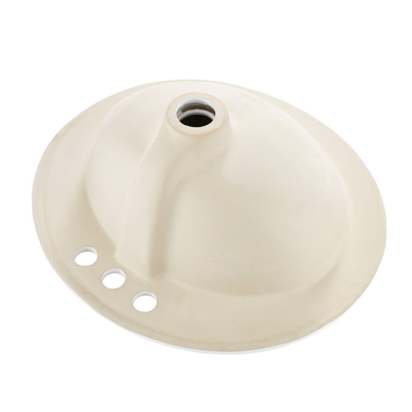 KFFKFF Semi Recessed Bathroom Sink, 19.09 x 16.73 Inch Oval White Ceramic Vessel Sink with Overflow Hole and 3 Faucet Holes, Drop in Modern Lavatory Vanity Bath Wash Bowl Basin