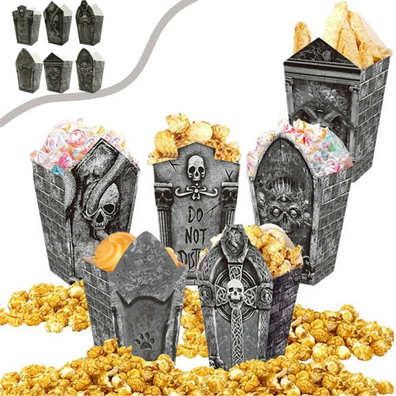 XIA0LE Halloween Tombstone Popcorn Bucket Candy Box Scene Layout Party Skull Box Decoration Box