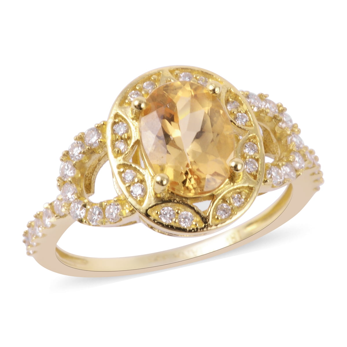 Shop LC Imperial Topaz Diamond Promise Ring 18K Yellow Gold Jewelry for Women Size 6 Ct 1.5