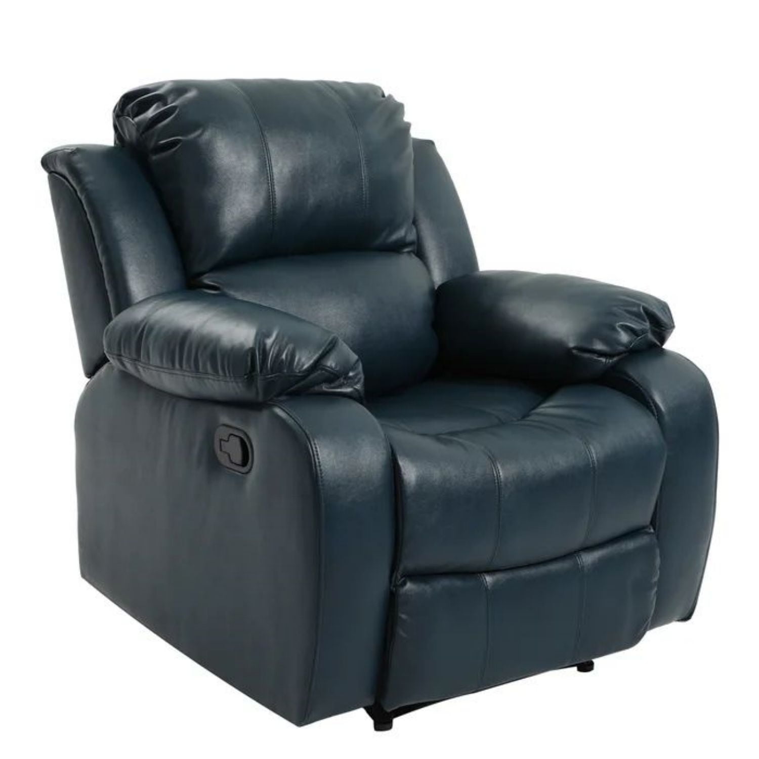 Traditional Leather Recliner Chair, Classic Manual Recliner Sofa with Overstuffed Heavy Duty