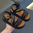 thumbnail image 6 of kpoplk Girls Sandals Open Toe Summer Flats Dress Sandals Shoes Fashion Cute Dress Sandals for Little Big Kids(Black,8.5), 6 of 6