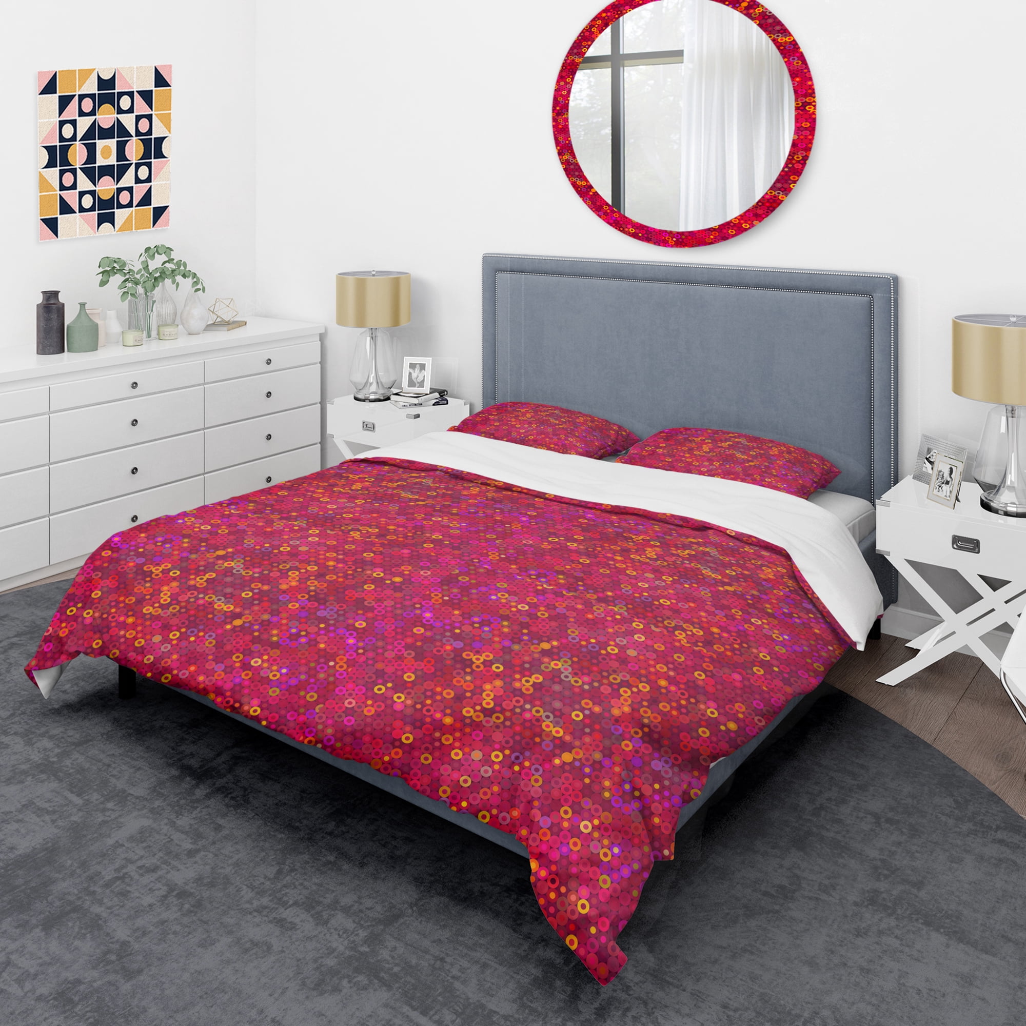 Designart 'Circular Retro Design III' Mid-Century Modern Duvet Cover Set