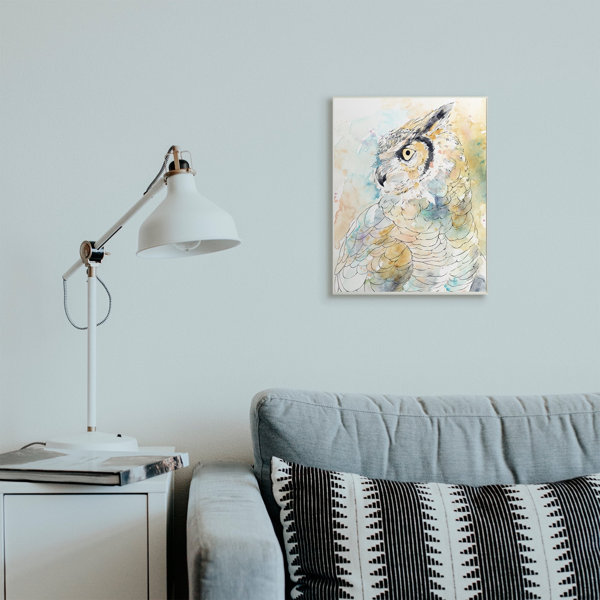 Stupell Industries Owl Side Eye Portrait Woodland Bird Watercolor Wall Plaque, 13 x 19, Design by Annie Warren