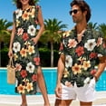 thumbnail image 4 of Jeiento Tropical Couple Matching Outfits Flowers Shirts for Men Vacation Shirt Womens Summer Casual Loose Beach Split Long Maxi Dress with Pockets Husband and Wife Matching Outfits, 4 of 6