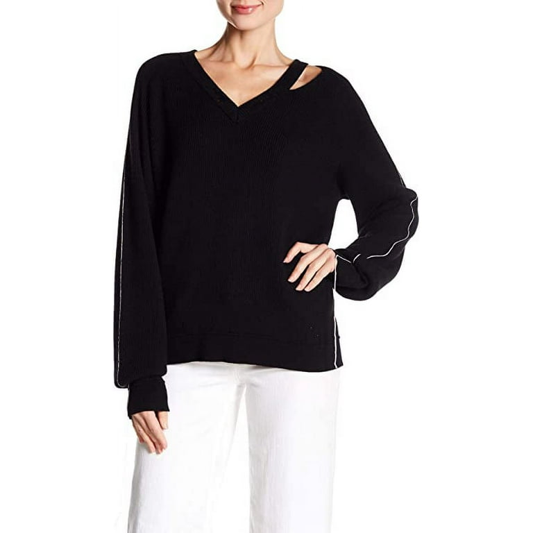 Helmut Lang Distressed V Neck Sweater Black Large