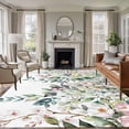 thumbnail image 3 of Green Eucalyptus Leaves Area Rug 5x8 FT, Non Slip Bedroom Throw Carpet, Floral Summer Botanical Watercolor Washable Soft Floor Carpet Non-Shedding Rug for Living Room Nursery Dorm Office, 3 of 9
