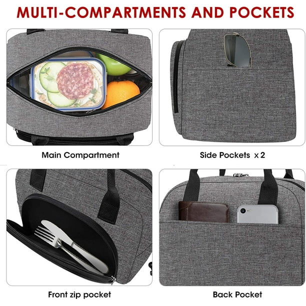 Lunch Bags for Women Insulated Lunch Box with Shoulder Strap Large Lunch  Tote Bags Waterproof Men Soft Cooler Bag for Work Picnic Camping 12L (Grey)  