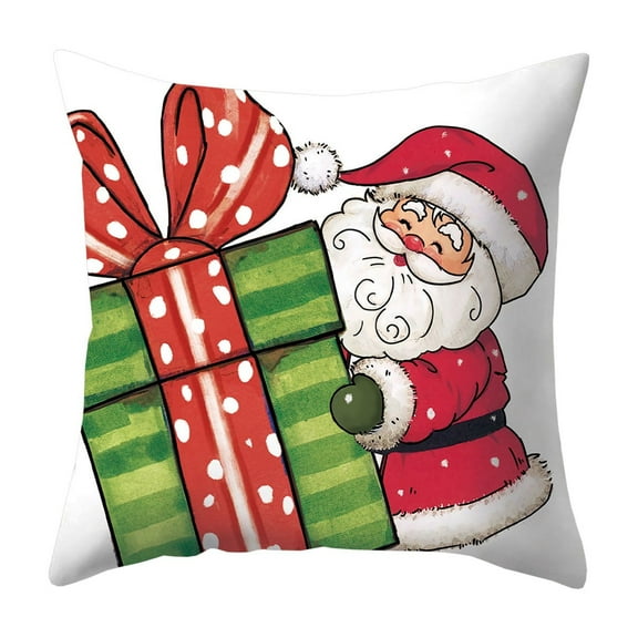 Christmas Santa Painted Decorative Throw Pillow Covers, Festive Cushion Case for Couch, Sofa, Bedroom, and Living Room, Soft And Skin Friendly Perfect for Xmas Home Decor