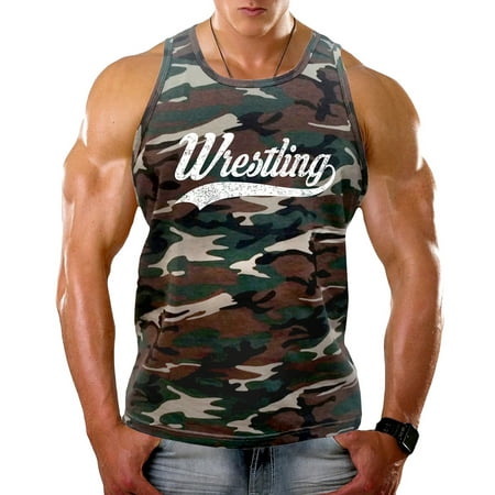 Script Camo - Men's Script Wrestling Camo Tank Top Large Camo