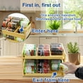 thumbnail image 2 of Adjustable Bamboo Can Organizer Rack, Two Tier FIFO Dispenser, Modern Countertop Storage, Anti Shedding, 2 of 8